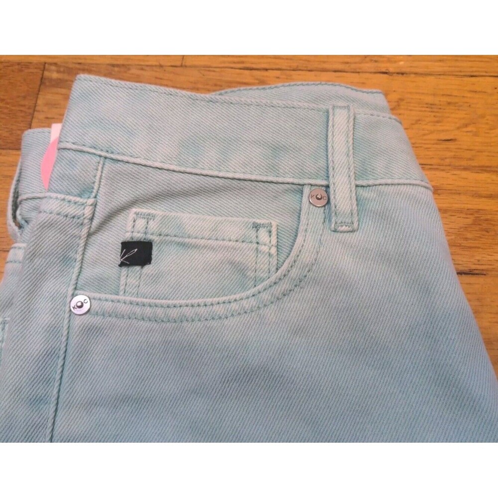 New KanCan Amelia Distressed High Rise Mom Fit Jeans Denim Womens Sz 03/25 Teal - Picture 4 of 12